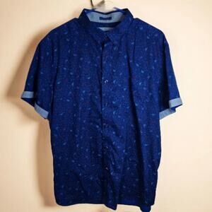 XL Johnston & Murphy Short Sleeve Shirt - Paisley Tear Drop With Contrast Sleeve